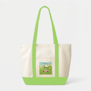 Fun Golf Scene Roze Winkelwagen Naam Koningin van  Tote Bag