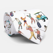 Fun golf stropdas. Golfclubs, golfbuggy. Sporty. Stropdas (Opgerold)