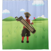 Fun Golfer op golfbaan Douchegordijn (Voorkant)