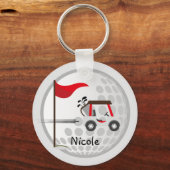 Fun Golfing Golf Cart Ball Custom Name Golfers Sleutelhanger (Voorkant)