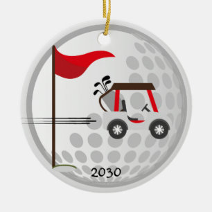Fun Golfing Golf Cart Ball Golfers Custom Name Keramisch Ornament