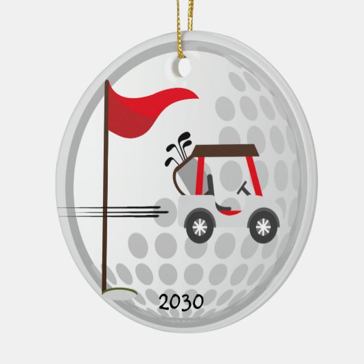 Fun Golfing Golf Cart Ball Golfers Custom Name Keramisch Ornament (Links)