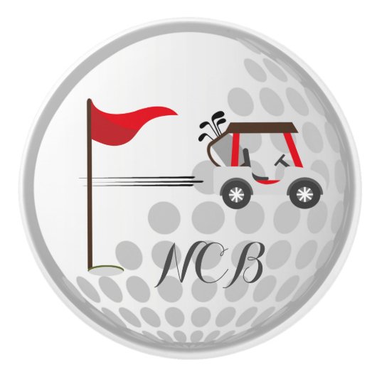 Fun Golfing Golf Cart Ball voor Golfers Monogram Keramische Knop (Voorkant)