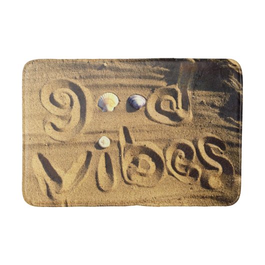 Fun Good Vibes Quote, getekend in Beach Sand Photo Badmat (Voorkant)