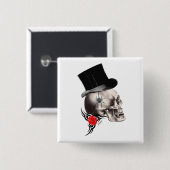 Fun Gothic skull tattoo stijl Vierkante Button 5,1 Cm (Voorkant /achterkant)