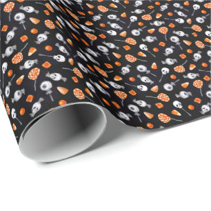 Fun Gothic Spooky Skull Eyeball Snoep Halloween Cadeaupapier