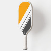 Fun Gouden Geel Donkergrijs Wit Racing Stripes Pickleball Paddle (Links)