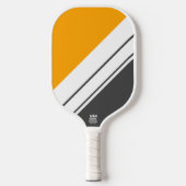 Fun Gouden Geel Donkergrijs Wit Racing Stripes Pickleball Paddle (Voorkant)