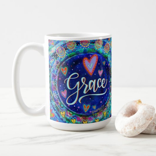 Fun Grace Whimsical Girly Blue Inspirerend Koffiemok (Met donut)