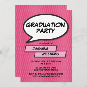 Fun Graduation Party Class of 2022 Girly Pink Kaart