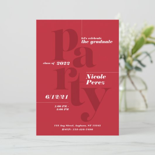 Fun Graduation Party Klasse 2022 Uitnodiging (Staand voorkant)