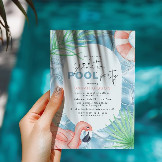 Fun Graduation Pool Party Invitation Kaart