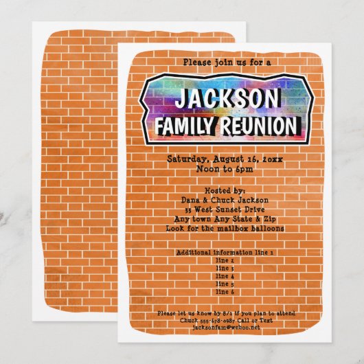 Fun Graffiti Mural Art Family Reunion Uitnodiging (Voorkant / Achterkant)