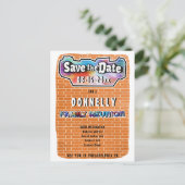 Fun Graffiti Mural Family Reunion Save the Date Aankondigingskaart (Staand voorkant)