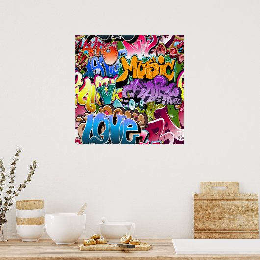 Fun Graffiti woord art home decor poster (Keuken)
