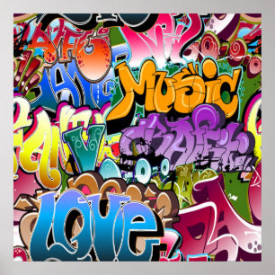 Fun Graffiti woord art home decor poster