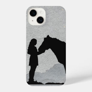 Fun Graphic Art Girl en Horse iPhone 14 Hoesje