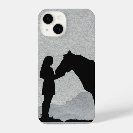 Fun Graphic Art Girl en Horse iPhone Hoesje (Achterkant)