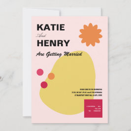 Fun Graphic Design Oranje Yellow Pink Weddenschap Kaart