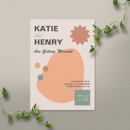 Fun Graphic Design Terracotta Wedding Kaart