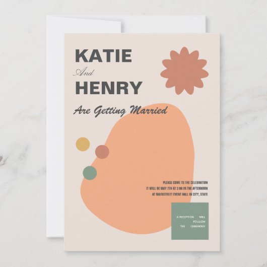 Fun Graphic Design Terracotta Wedding Kaart (Voorkant)