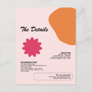 Fun Graphic Design Wedding Details Enclosure Kaart