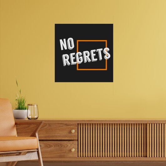 Fun Graphic Quote "No betreurt" Typografie Tekst Poster (Woonkamer 2)