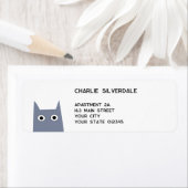 Fun Gray Cat Return Address Etiket (Insitu)
