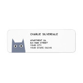 Fun Gray Cat Return Address Etiket (Voorkant)