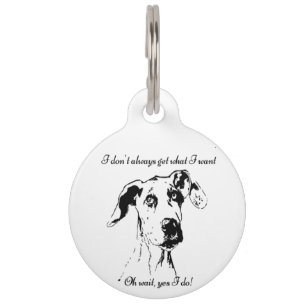 Fun Great Dane Dog Quote, aangepaste naam Huisdierpenning