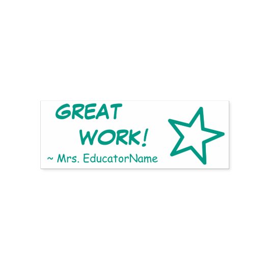 Fun "GREAT WORK!" Educator Rubber Stamp Zelfinktende Stempel (Design)