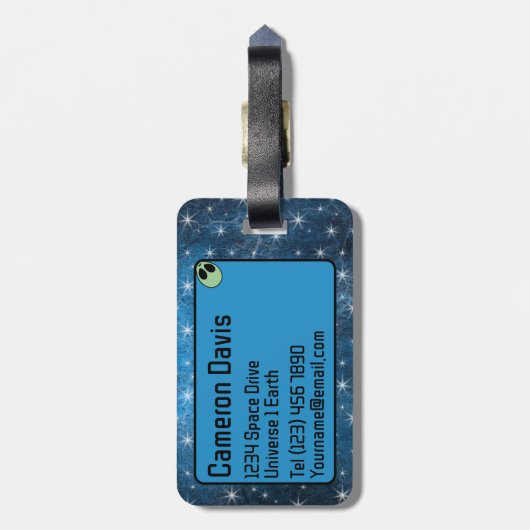 Fun Green Alien gepersonaliseerd Bagagelabel (Achterkant verticaal)