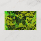 Fun Green and Yellow Butterfly Grunge Pattern Visitekaartje (Achterkant)