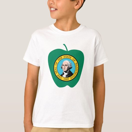 Fun Green Apple Washington State Flag T-shirt (Voorkant)