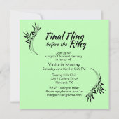 Fun Green Bachelorette Party Invitation Kaart (Achterkant)