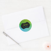 Fun Green Blue Glitter Sparkle Birthday Ronde Sticker (Envelop)