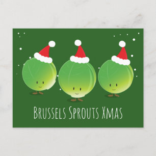 Fun Green Brussels Sprouts Santa Hat Kerstmis Feestdagenkaart