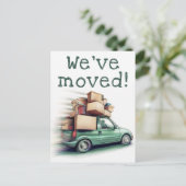 Fun Green Car Nieuw adres We hebben de aankondigin Briefkaart (Staand voorkant)