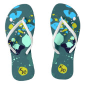 Fun Green Colorful Paint Splatter & Initialen Teenslippers (Voetbed)