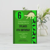 Fun Green Dinosaur Birthday Party Kaart (Staand voorkant)