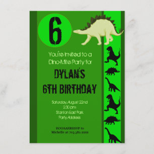 Fun Green Dinosaur Birthday Party Kaart