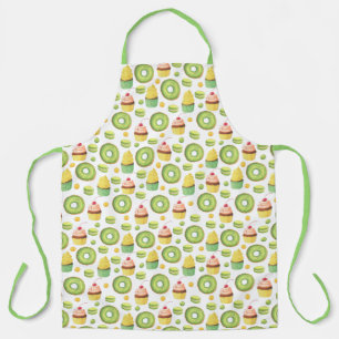 Fun Green Donuts and Cupcakes Pattern Schort