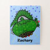 Fun Green Dragon Spaceship Red Fire Puzzle Legpuzzel (Verticaal)