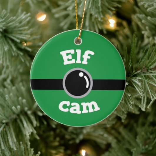 Fun Green Elf Cam Kerstboom Keramisch sieraad Keramisch Ornament (Boom)