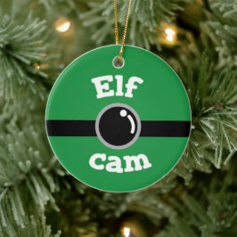 Fun Green Elf Cam Kerstboom Keramisch sieraad Ornament