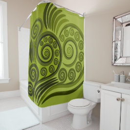 Fun Green Fern Frond Abstract Shower Curtain Douchegordijn