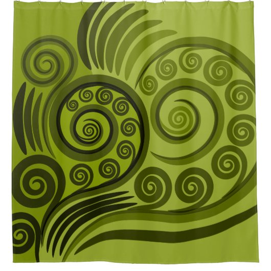 Fun Green Fern Frond Abstract Shower Curtain Douchegordijn (Voorkant)
