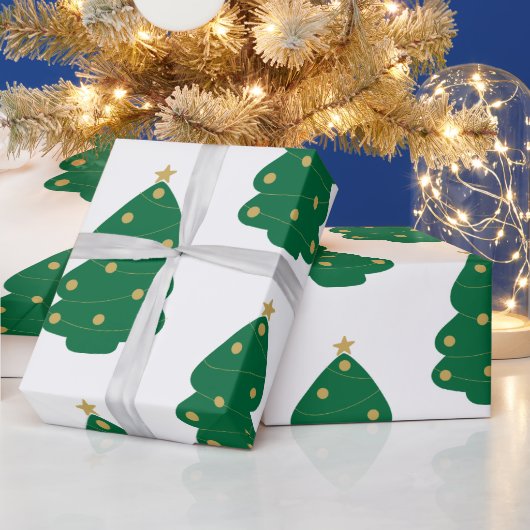 Fun Green & Gold Decorated kerstboom Cadeaupapier (Feestdagen)