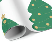 Fun Green & Gold Decorated kerstboom Cadeaupapier (Rol Hoek)