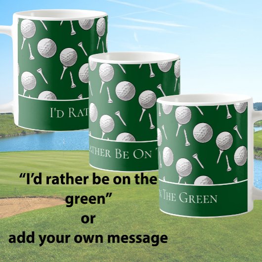 Fun Green Golf Balls and Tees Custom Message Koffiemok